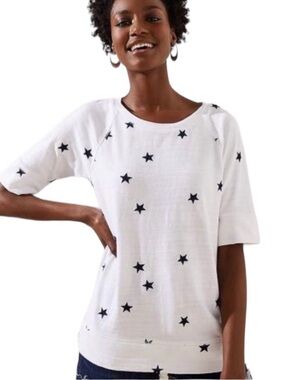 Loft Star Embroidered Short Sleeve Cotton Top